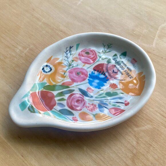 Demdaco Melamine/Bamboo Fiber 'Bold Floral' Spoon Rest, Brand New - Picture 4 of 6